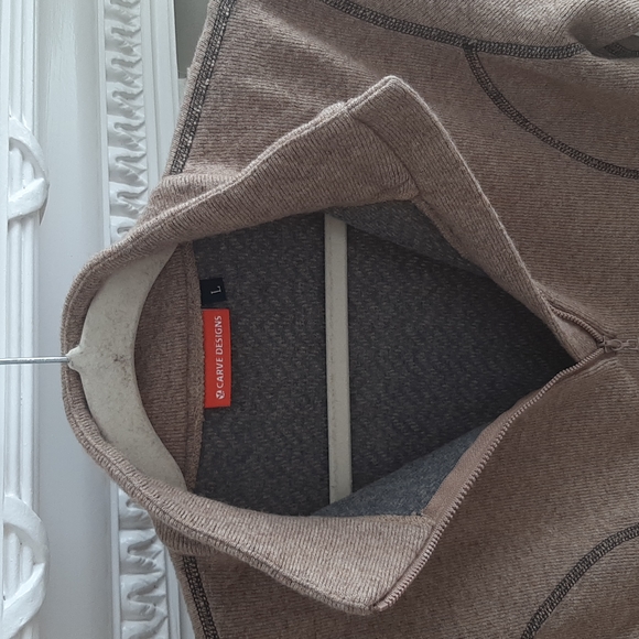 Women's Carve Designs Fitted Activewear Brown Fleece Half Zipper Sweatshirt SZ L - Picture 5 of 9